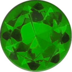 A green ball with many pieces of paper on it.