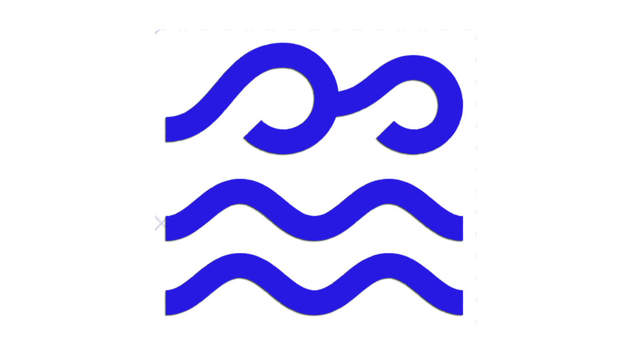 A blue wave is shown on the water.